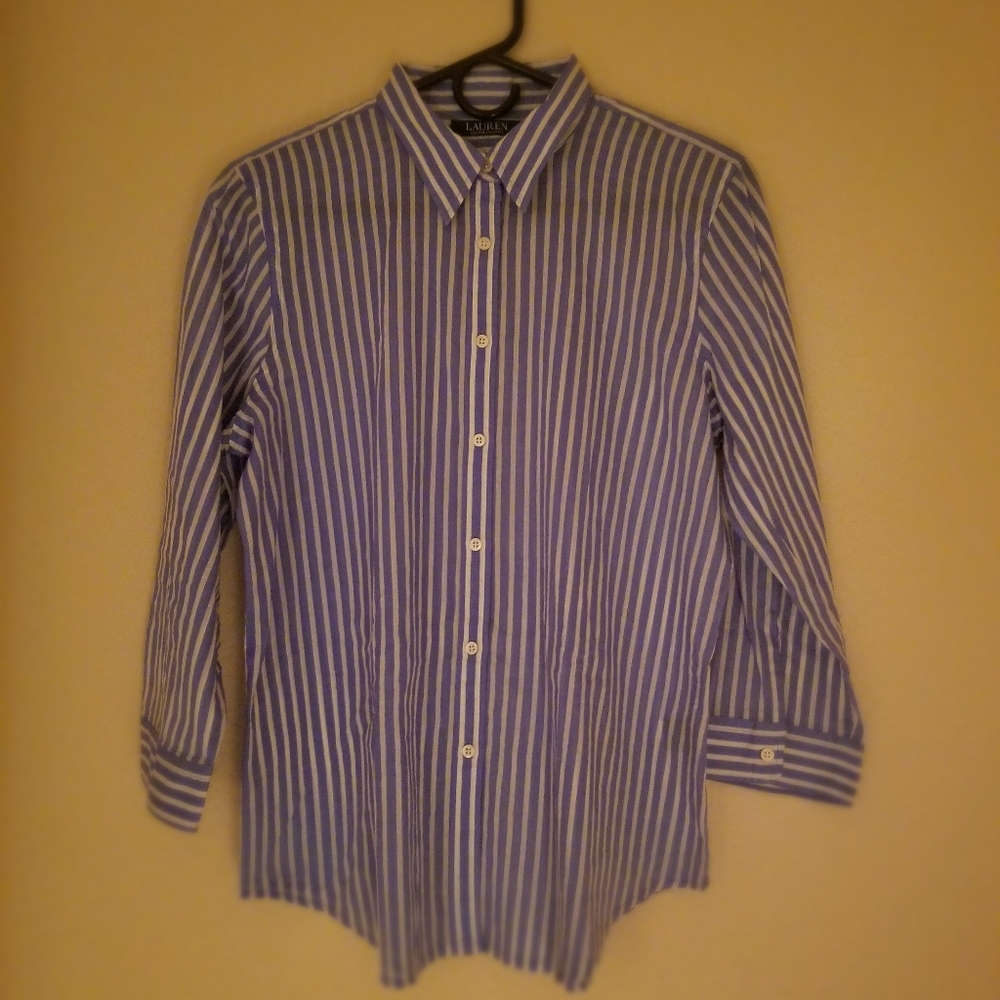 Lauren Ralph Lauren Blue and White Stripes Blouse